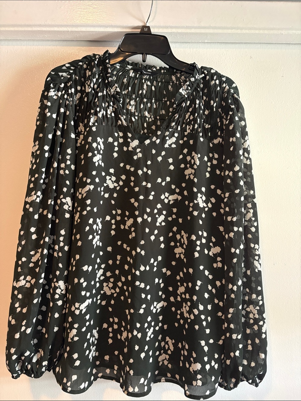 Green and White Printed Women's Blouse Dress